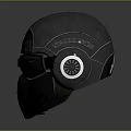Futuristic Tactical Helmet Design With Triangular Insignia And Circular Side Panels 3d model