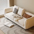 Modern double sofa carpet books 3d model