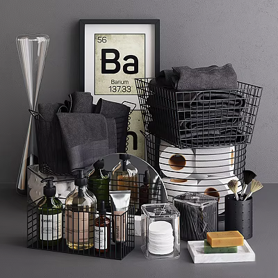 Modern bathroom small pieces of bathroom washing supplies combination 3d model