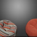 Modern Comfortable Bean Bag Chairs With Striped Pattern And Orange Color For Home Living Room