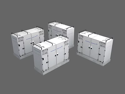 White Industrial Control Cabinet Equipment With Multiple Units For Industrial Use 3d model