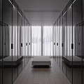 Elegant Modern Luxury Walk In Closet With Mirrored Cabinets LED Lighting And Wooden Flooring