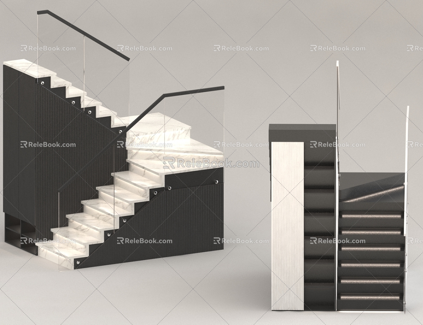 Stair guardrail second floor duplex building model