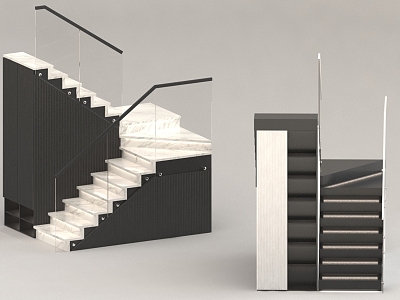 Stair guardrail second floor duplex building model