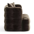 Dark Brown Velvet Single Sofa With Tufted Design And Comfortable Armrest Cushion