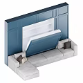 Light Gray Leisure Sofa Set With Modular Design Plush Pillows And Blue Accent Wall 3d model