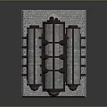 Art Deco Style Building With Large Windows Brown Frames Arched Entrance And Stone Slab Base