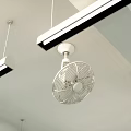 Modern White Ceiling Mounted Air Conditioner Fan With Strip Lights And Indoor Lighting