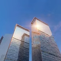 Luxury Commercial Complex with Gucci Coach Stores Modern Architecture Glass Facade and Landscaped Outdoor Area