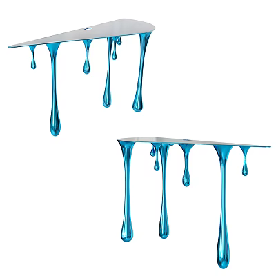 Unique Console Table With Blue Liquid Dripping Drops From The Edge Design 3d model