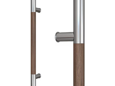 Modern Stylish Door Handle With Silver Metal Frame And Wooden Grip Design 3d model