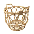 Natural Woven Storage Baskets With Round Lid And Handles For Home Organizing