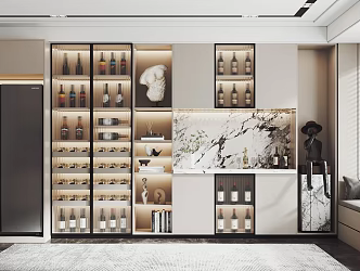 Wine Cabinet Decorative Cabinet Furnishings Wine Cabinet Red Wine Ornaments 3d model