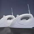 Two White Electric Irons With Sleek Modern Design For Daily Use 3d model