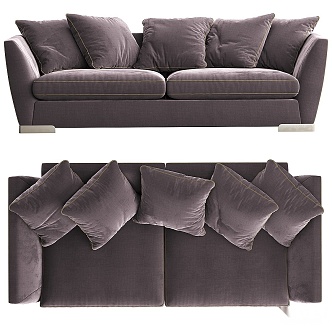 Modern Double Sofa Simple Double Sofa Fabric Double Sofa Pillow 3d model