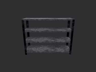 Three Tier Black Metal Grid Frame Storage Shelving Unit Organizer 3d model