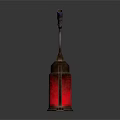 Vintage Red Glass Bottle With Metal Nozzle And Brass Valve On Reflective Surface