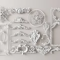 Ornate White Carved Decorative Frames And Floral Patterns For Interior Design 3d model