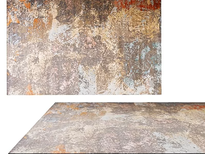 Vintage Square Rug with Distressed Multicolor Abstract Artistic Design for Home 3d model