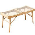 Modern Wooden Stool With Woven Seat And Natural Wood Frame Design