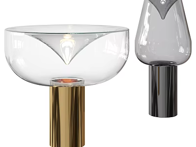 Modern Transparent Glass Table Lamps With Gold And Black Bases And Elegant Design 3d model