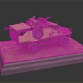 Detailed Tan Functional Vehicle Model with Mounted Weapons and Display Base 3d model