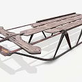 Wooden Slatted Metal Frame Sled Sports Equipment For Outdoor Winter Activities