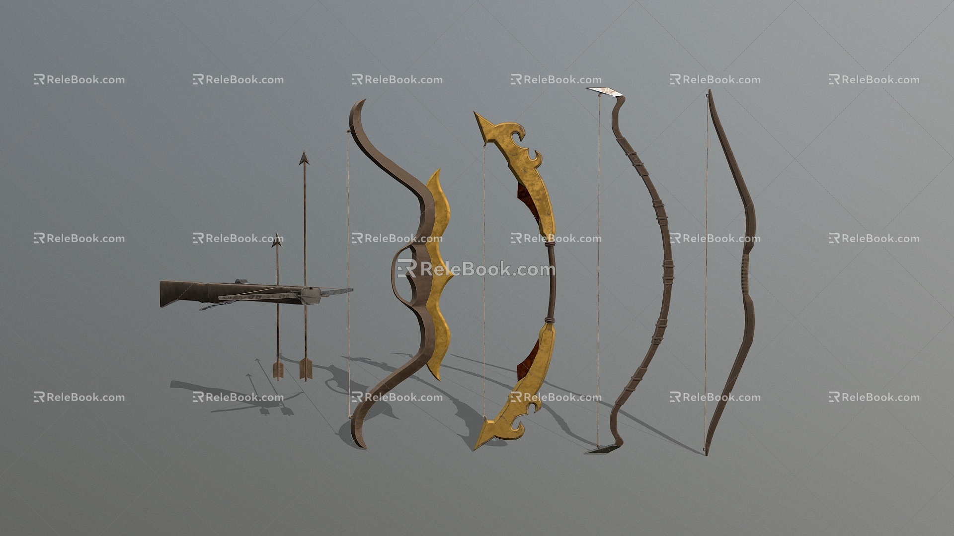 Medieval Fantasy Bow Arrow Bow Arrow Cartoon Bow Arrow Bow Archery Weapon 3d model