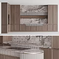 Elegant Modern Kitchen Interior Design With Marble Island Countertop And Wooden Cabinets