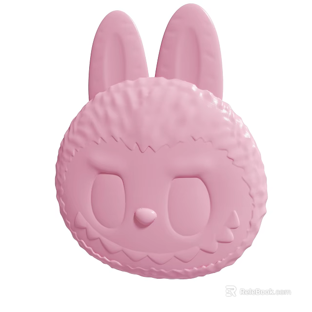 Cute Pink Rabbit Ear Decorative Plush Toy With Round Textured Surface 3d model