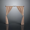 Beige Curtains Hanging on Rod with Tiebacks for Stylish Home Decoration