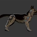 Cybernetic German Shepherd Dog With Mechanical Armor And Robotic Legs
