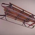 Wooden Playground Equipment With Red Frame Sled Design For Outdoor Winter Kids Fun