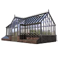 Classic Garden Greenhouse Design With Glass Panels And Brick Base For Plant