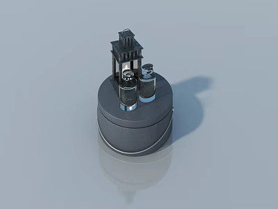 3D Swing Door Model With Circular Base Lighthouse Structure And Cylindrical Objects 3d model