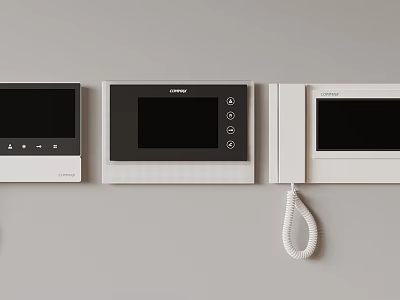 White Wall Mounted Intercom Devices With Leelen Brand Display Screens And Telephone Handset 3d model