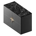 Modern Black Console Cabinet With Marble Top And Gold Star Shaped Handle