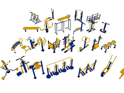 Various Types of Sports Equipment for Fitness Training and Exercise Activities 3d model