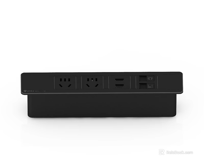 Black Modern Switch Panel With Multiple Outlets And USB Ports Design 3d model 