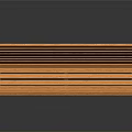 Orange Wooden Slatted Bench With Metal Armrests And Sturdy Frame Design