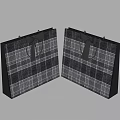 Two Stylish Plaid Pattern Gift Bags with Black Trim and Ribbon Bow Handles