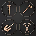 Modern Circular Wall Decor With Sword Axe Anchor And Crossed Swords Design