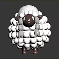 3D Cartoon Sheep With White Fluffy Balloon Like Wool Brown Face Ears And Pink Feet
