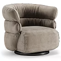 Comfortable Modern Single Sofa With Beige Velvet Upholstery And Plush Rounded Armrests