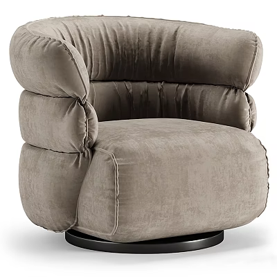Comfortable Modern Single Sofa With Beige Velvet Upholstery And Plush Rounded Armrests 3d model