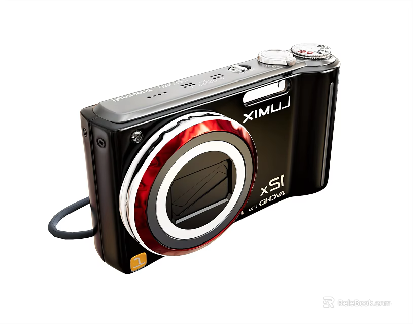 Fujifilm X S1 Ultra Zoom Digital Camera With Black Body Red Ring And Silver Accents 3d model 