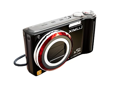 Fujifilm X S1 Ultra Zoom Digital Camera With Black Body Red Ring And Silver Accents 3d model