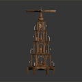 Vintage Candlestick Christmas Pyramid Wooden Tower 3d model