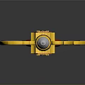 Ornate Decorative Sword with Red Blade and Golden Hilt Design Displayed on Gray Background