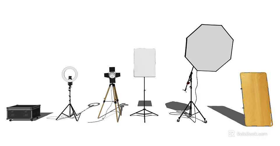 Commercial Photography Equipment Including Ring Light Tripod Reflector And Octagonal Softbox 3d model 